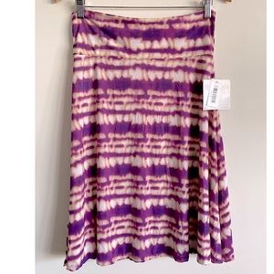 NWT LuLaRoe Purple and Cream Tie Dye Azure A-Line Skirt - Size M